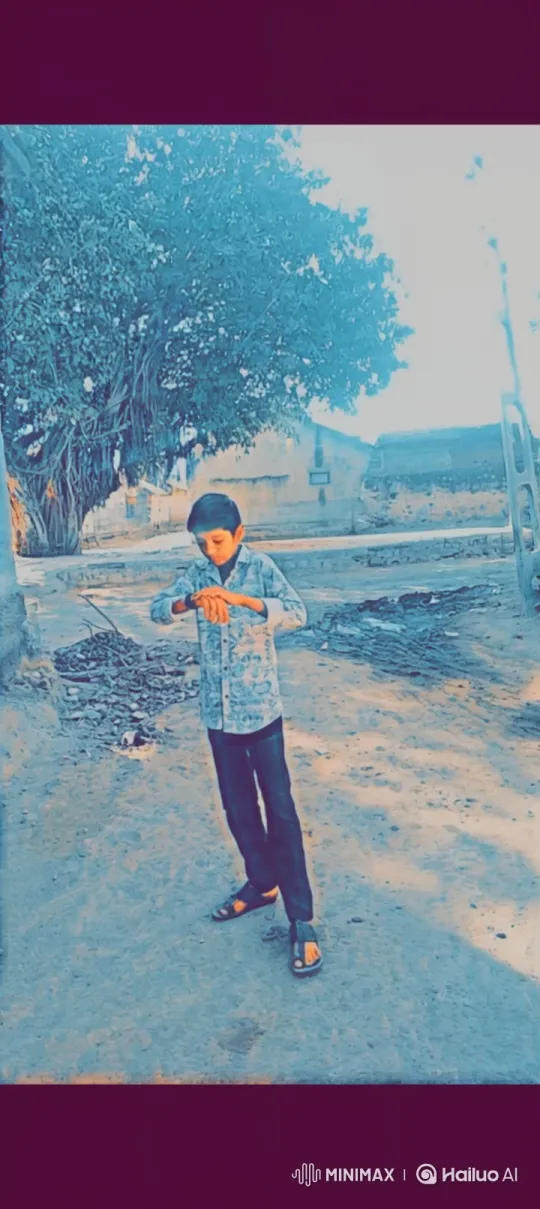 Boy on Path Checks Watch, Gazes Ahead Pensively – AI Generated Video | Hailuo AI