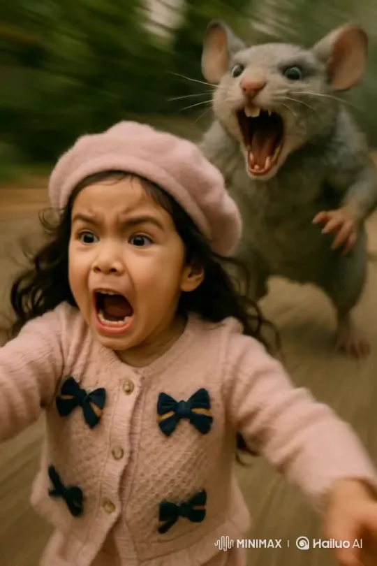 Woman Beats Giant Mouse with Kung Fu Skills – AI Generated Video | Hailuo AI