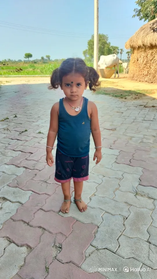 Young Girl Walks on Stone Path in Rural Setting – AI Generated Video | Hailuo AI