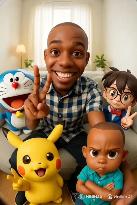 Request for Full-Body Photo and Anime Characters Including Doraemon, Pikachu, and Conan – AI Generated Video | Hailuo AI