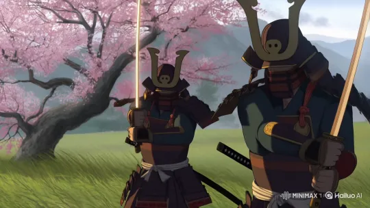 Samurai Sword Duel in Traditional Japanese Landscape – AI Generated Video | Hailuo AI