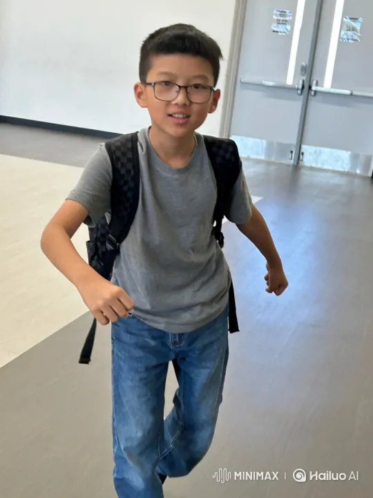 Boy Flees from Giant Man Down Bright Hallway – AI Generated Video | Hailuo AI