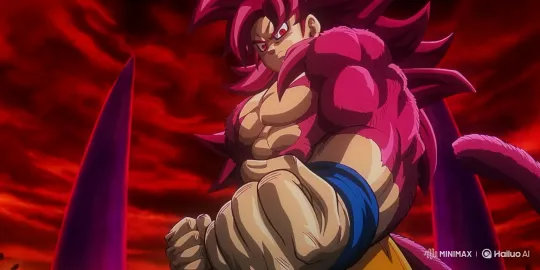 Goku in Super Saiyan 4 Tribute with Crimson Aura – AI Generated Video | Hailuo AI