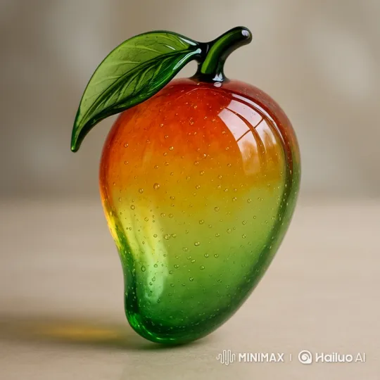 Glass Mango Sculpture: A Study in Color and Light – AI Generated Video | Hailuo AI