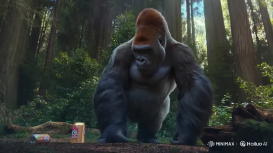 Gorilla Finds, Drinks Beer, Speaks Finnish in Forest – AI Generated Video | Hailuo AI