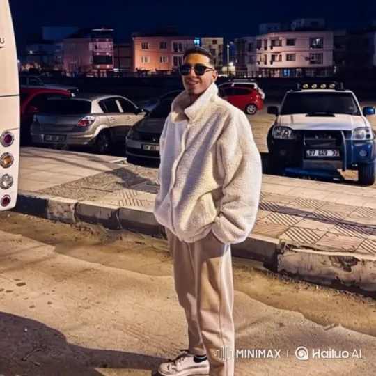 Young Man in Stylish Attire on Urban Street at Night – AI Generated Video | Hailuo AI