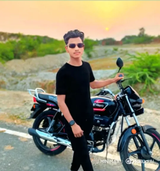 Young Man Admires and Prepares for Adventure on Motorcycle – AI Generated Video | Hailuo AI