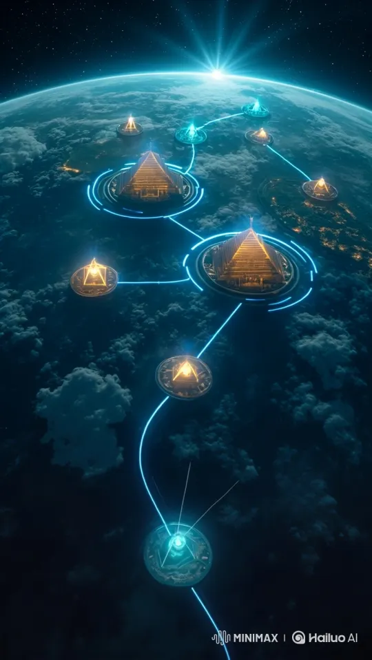 Mystical Energy Grid Connects Global Pyramids at Night – AI Generated Video | Hailuo AI