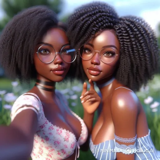 Stylized Selfie Video of Two Women in a Meadow – AI Generated Video | Hailuo AI