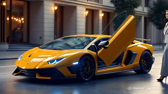 Stylish Person Enters Sleek Lamborghini with Scissor Doors – AI Generated Video | Hailuo AI