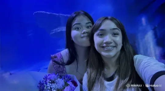 Young Girl's Joyful Run in Grand Aquarium Hall – AI Generated Video | Hailuo AI