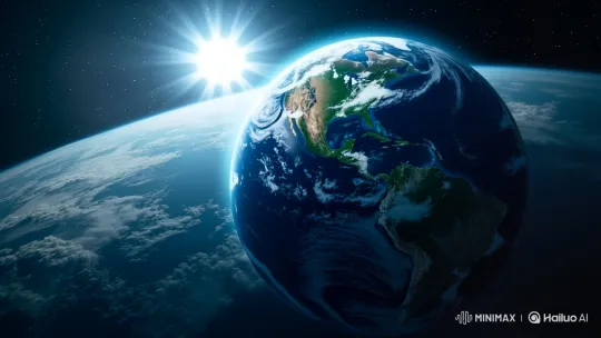 Orbiting Earth: A Majestic Rotation in Space – AI Generated Video | Hailuo AI
