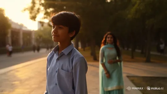 Golden Hour Romance in Urban Park – AI Generated Video | Hailuo AI