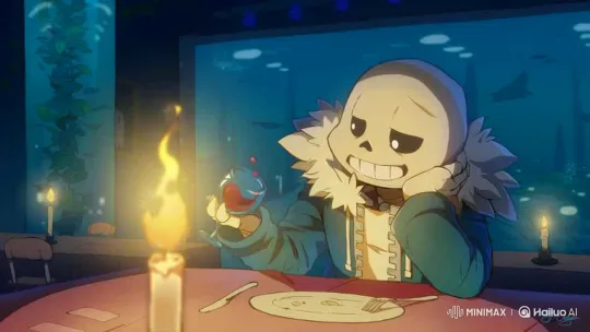 Enjoying a Drink in a Dimly Lit Restaurant with an Aquarium Background – AI Generated Video | Hailuo AI