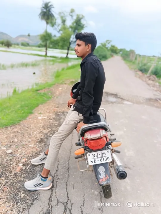 Young Man Meets Older Rider on Rural Road – AI Generated Video | Hailuo AI