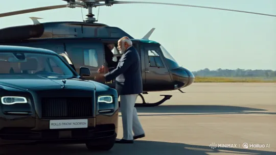 PM Modi Arrives and Shakes Hands on Airfield – AI Generated Video | Hailuo AI