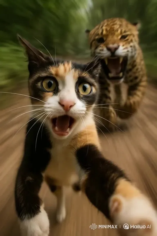 Feline Escapes Jaguar Pursuit – AI Generated Video | Hailuo AI