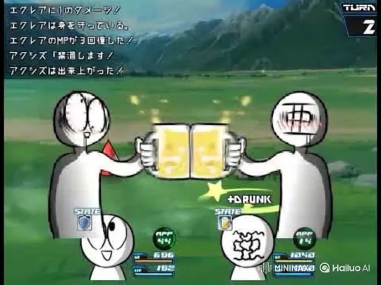 Animated Video Game Characters Toast and Drink – AI Generated Video | Hailuo AI