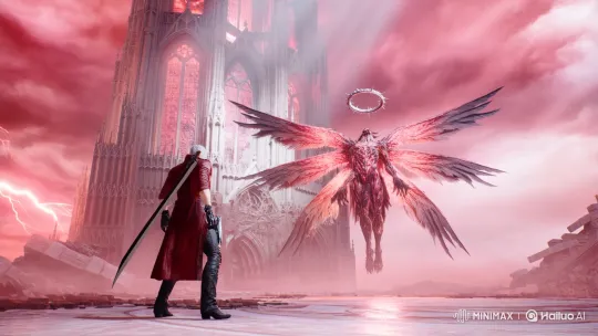 Dante Battles the Blood Seraphim in Crimson Cathedral – AI Generated Video | Hailuo AI