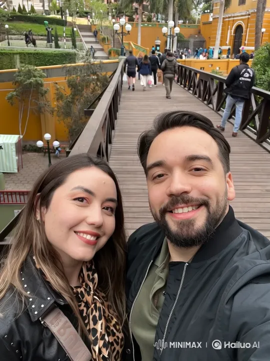 Happy Family Embraces on Wooden Bridge – AI Generated Video | Hailuo AI