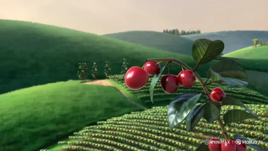 Ripe Coffee Cherry Picked on Vibrant Farm – AI Generated Video | Hailuo AI