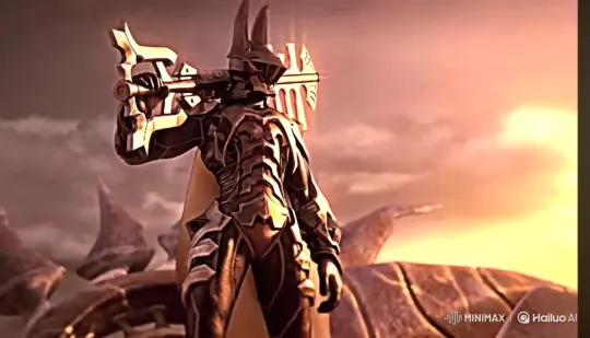 Warrior Transforms Weapon in Dusky Landscape – AI Generated Video | Hailuo AI