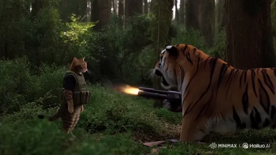 Military Cat Outmaneuvers and Kills Gun-Toting Tiger – AI Generated Video | Hailuo AI