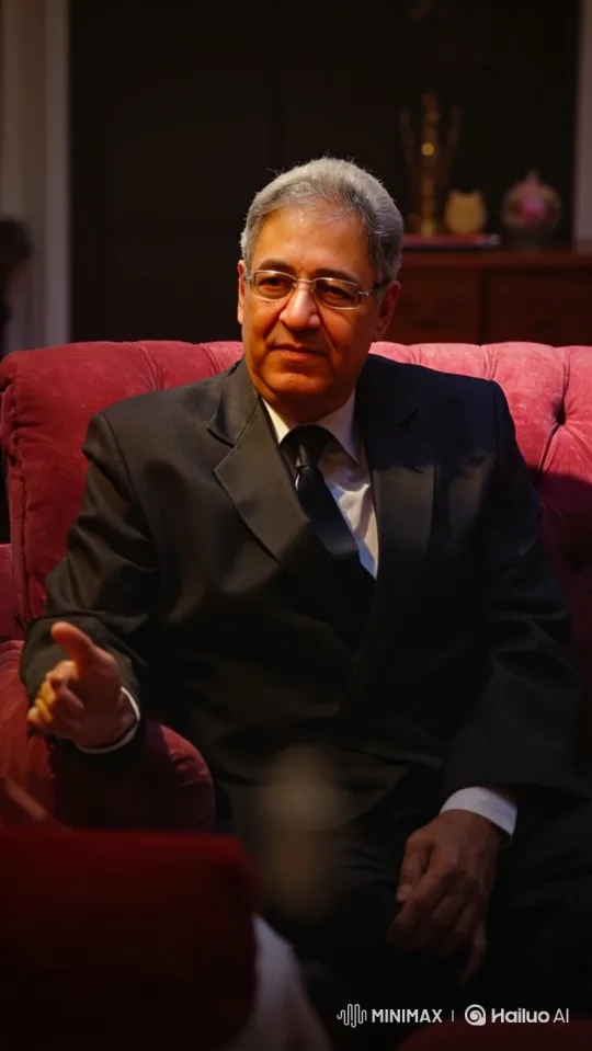 Distinguished Man in Red Armchair Discusses Thoughtfully – AI Generated Video | Hailuo AI