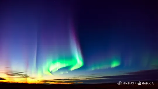Celestial Ballet: Aurora and Shooting Star Display – AI Generated Video | Hailuo AI