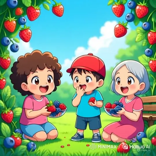Children Enjoying Berries in a Sunny Berry Patch – AI Generated Video | Hailuo AI