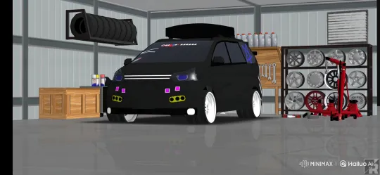 Custom Black Minivan in High-Tech Garage with Active Air Suspension – AI Generated Video | Hailuo AI