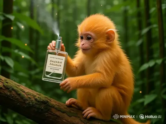 Golden Monkey Sprays Perfume in the Rainforest – AI Generated Video | Hailuo AI