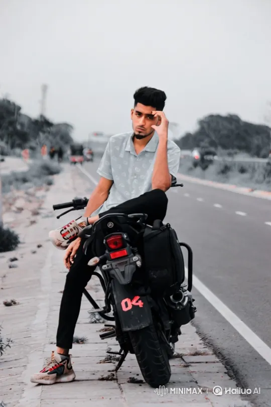 Young Man and His Pixelated Twin on Motorcycle – AI Generated Video | Hailuo AI