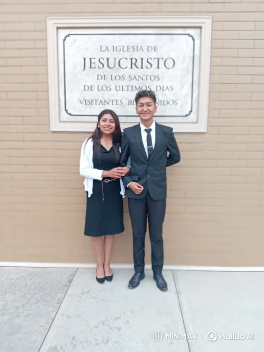 Family Embrace in Front of Mormon Chapel – AI Generated Video | Hailuo AI