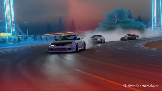 High-Performance Cars: Dramatic Drift Montage – AI Generated Video | Hailuo AI