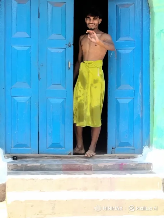 Young Man Greeted in Bright Doorway with Friendly Wave – AI Generated Video | Hailuo AI