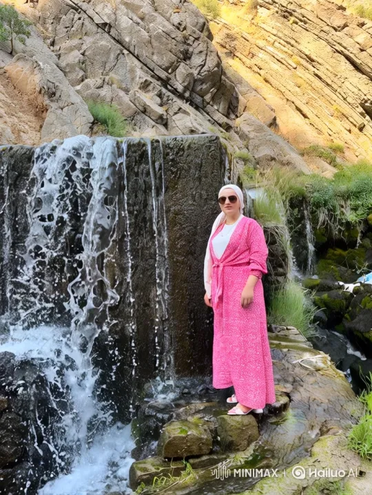 Woman by Waterfall Transitions to Earth from Space – AI Generated Video | Hailuo AI