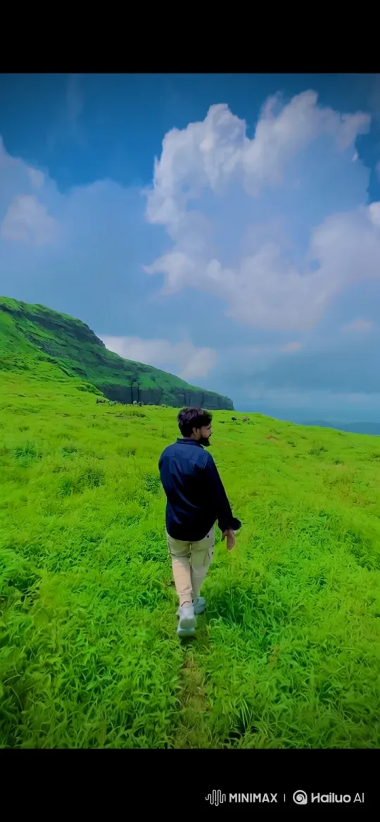 Man Walking on Expansive Green Landscape, Earth from Space – AI Generated Video | Hailuo AI