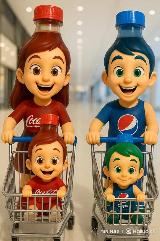 Animated Cola Characters Pour Soda on Happy Children – AI Generated Video | Hailuo AI