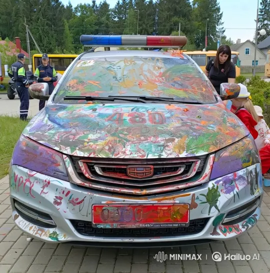 Painted Geely Car Levitates and Flies Over Scenic Landscapes – AI Generated Video | Hailuo AI