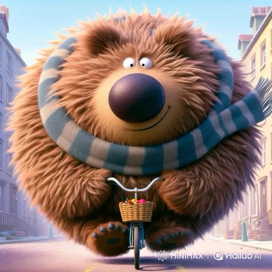Fluffy Creature Rides Tiny Bicycle in City – AI Generated Video | Hailuo AI