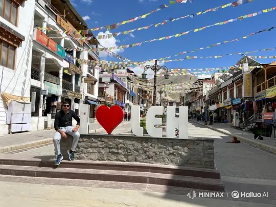 Tourist at Leh Sign to Earth from Space Panorama – AI Generated Video | Hailuo AI