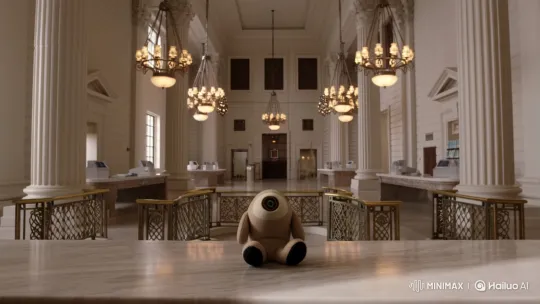 Plush Toy Explodes in Grand Bank Lobby – AI Generated Video | Hailuo AI