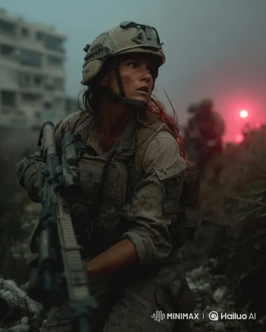 Female Soldier's Horror in Combat Video – AI Generated Video | Hailuo AI