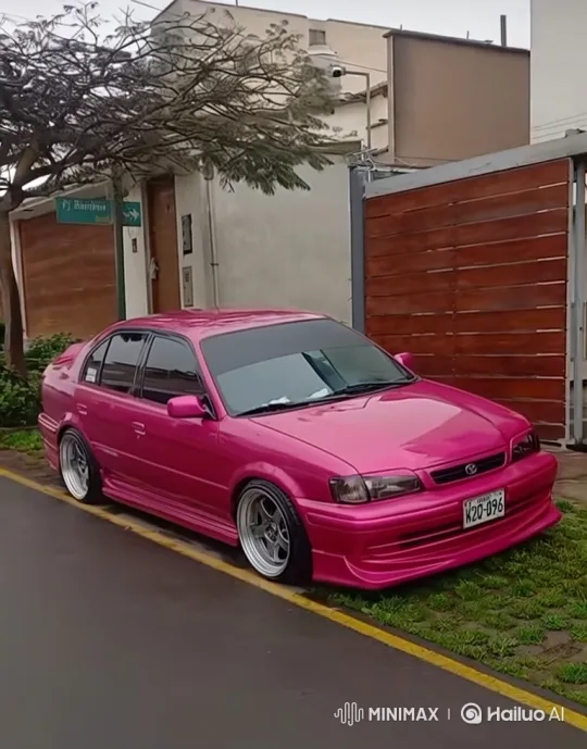 Pink Sedan Transforms with Air Suspension Lowering – AI Generated Video | Hailuo AI