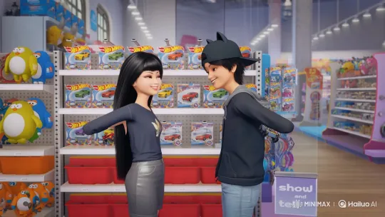 Japanese Couple Teases Hot Wheels in Toy Aisle – AI Generated Video | Hailuo AI