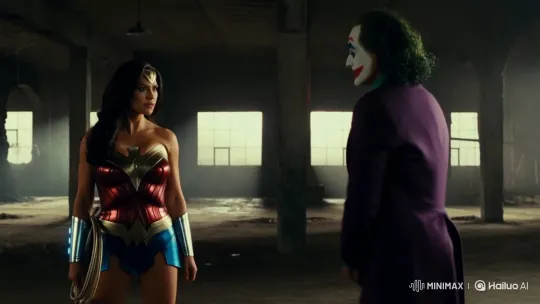 Joker vs Wonder Woman: Acid Cards Clash in Abandoned Warehouse – AI Generated Video | Hailuo AI