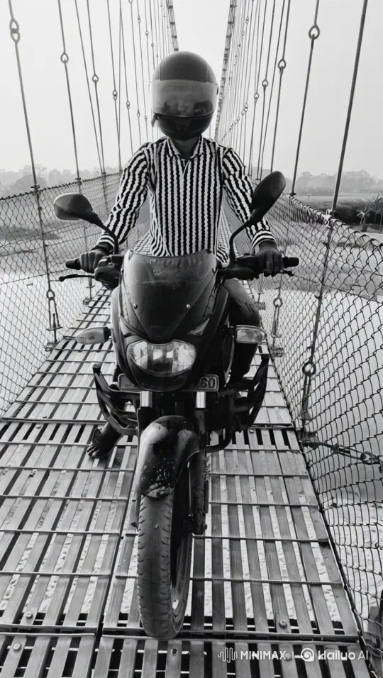 Motorcyclist on Bridge to Earth from Space View – AI Generated Video | Hailuo AI