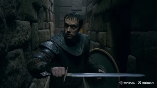 Lone Warrior Navigates Labyrinth with Caution – AI Generated Video | Hailuo AI