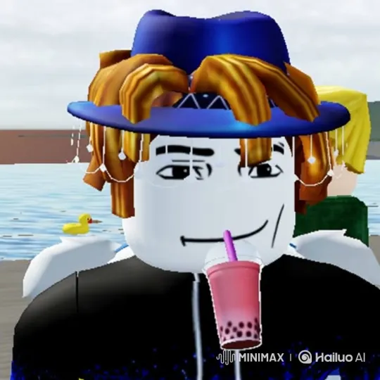 Roblox Avatar Enjoying Boba Tea by Serene Waterside – AI Generated Video | Hailuo AI